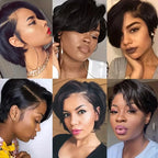 Human Hair Wig with a Pixie Cut, Featuring a 13X4 Lace Front, Designed for Women, with 150% Density in Natural Black