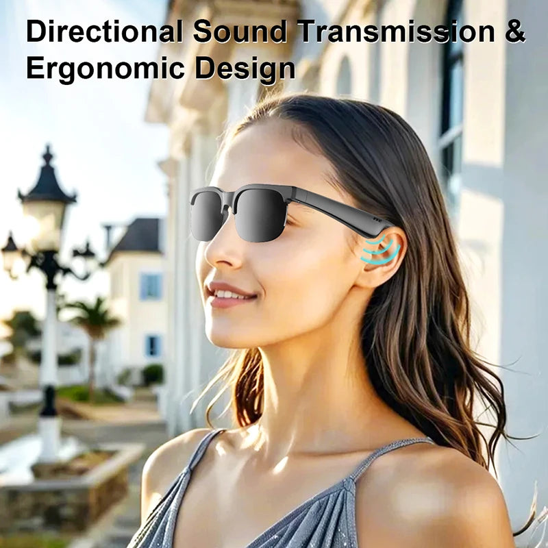 Smart Glasses AI Wireless Glasses With Wireless Speakers HD Call Bluetooth Music Earphones Sports Glasses Black Sunglasses