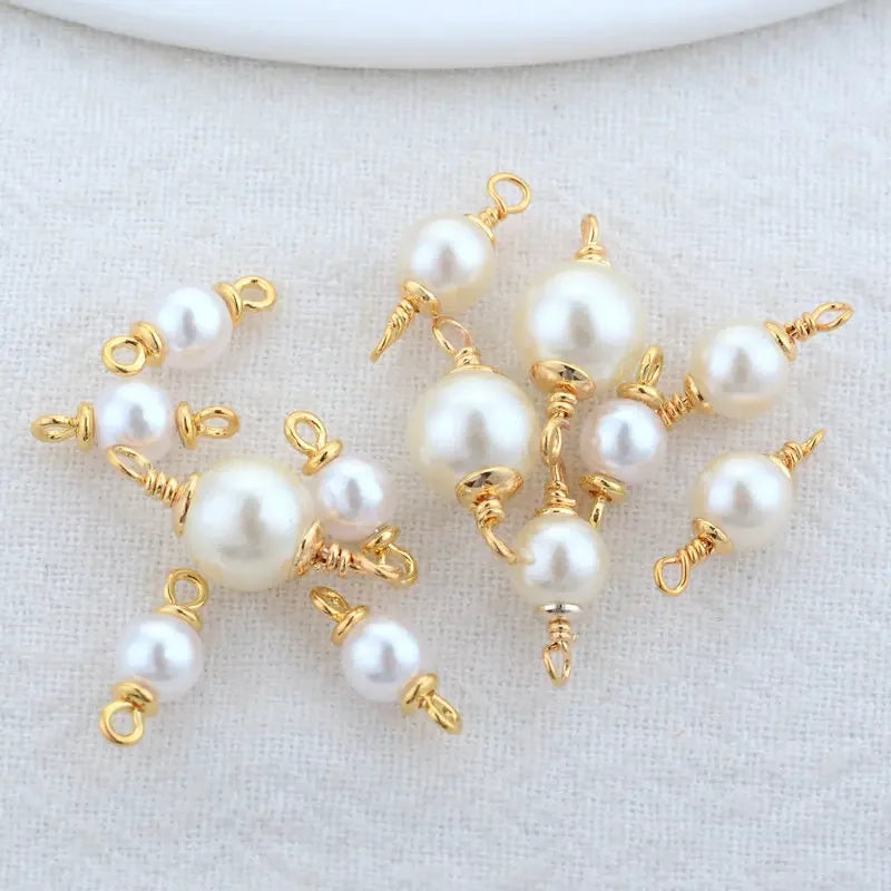 5mm 6mm 8mm 14k Gold Color Plated Brass Pearl Connector High Quality Diy Jewelry Accessories