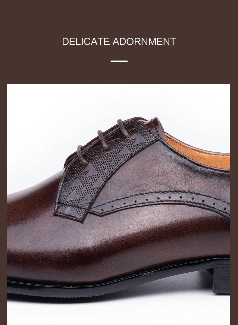 Luxury Mens Leather Shoes Fashions Genuine Leather Elegant Dress Derby Formal Shoe Casual Business Party Leather Shoes Coffee