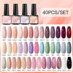 Mtssii 20/40/60Pcs Nail Gel Polish Set Kit Nude Pink Glitter Nail Art UV Gel Manicure Set Vernis Semi Permanent Base Top Coat