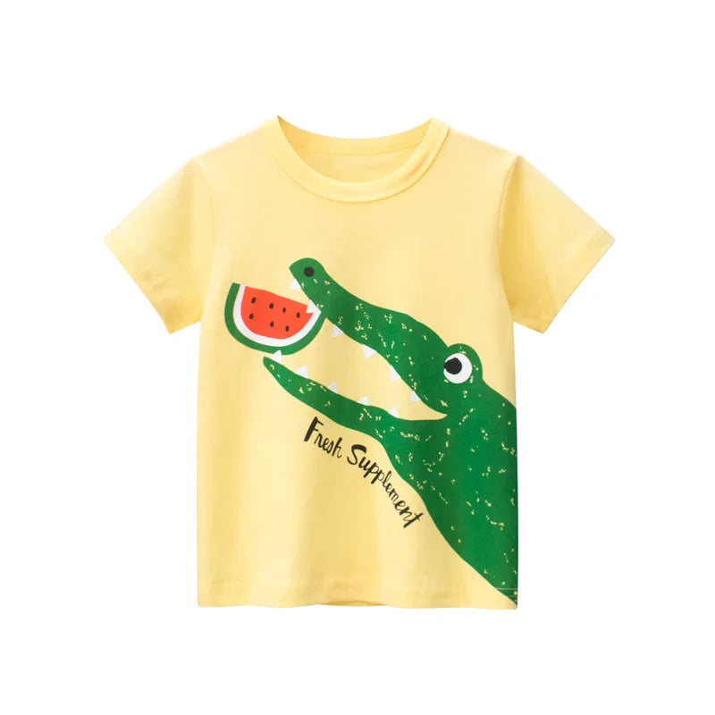 2-8T Toddler Kid Baby Boys Clothes Summer Cotton Top Infant Short Sleeve T Shirt Fashion Cute Tee Boys Tshrit Outfits