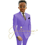 Boys Suit Fashion Wedding Tuxedos 2-piece Set Pointed Collar Jacket Double Breasted Blazer Pants for Party