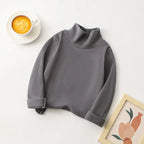1pcs Children T-Shirt Cute Cartoon Solid Top Baby Korean Clothing Kids Half High Collar Long Sleeve Base Shirt Girls Boys Tshirt