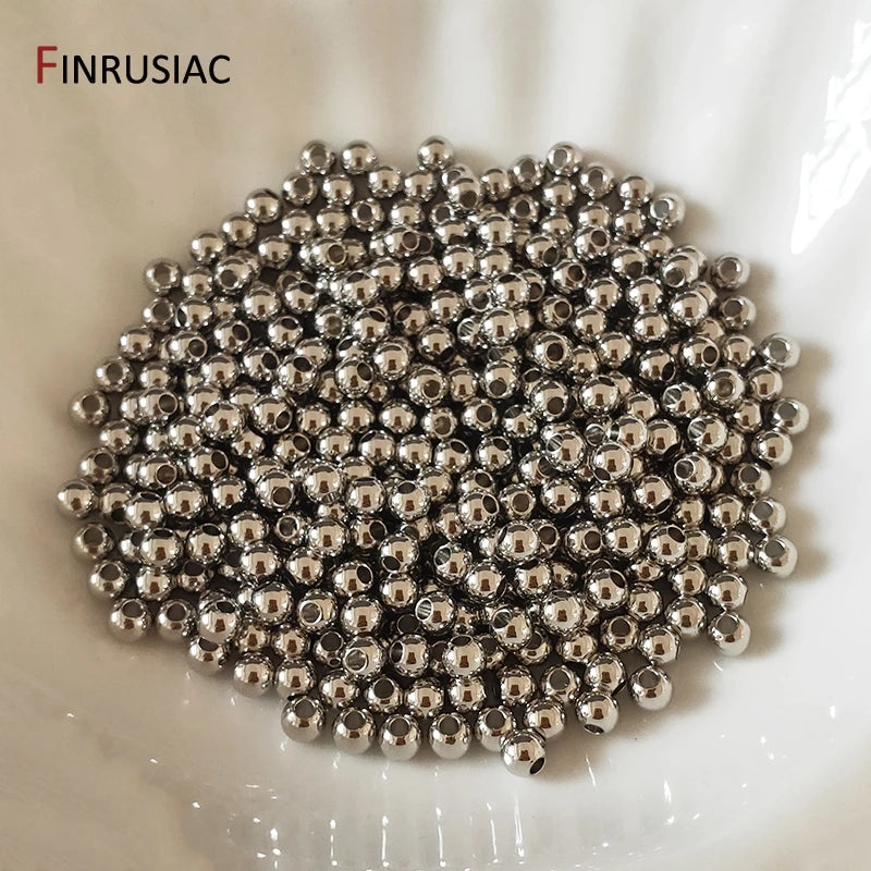 14k/18k real gold plated Round 2/2.5/3/4/5/6mm Spacer Beads For Jewelry making Beads Accessories Findings Wholesale