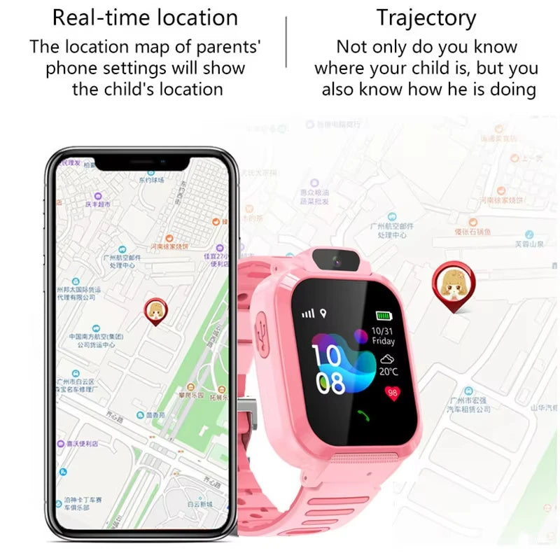 Kids Smart Watch SOS GPS Location Phone Call Sim Card Child Smart Watch Camera Waterproof Upgrade Watch For Kids Gift