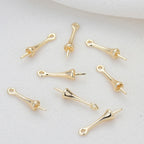 Gold Plated Brass Long Eye Pin Peg Bail with 6mm Bead Cap and Peg Pendant Bail,For Half Drilled Pearls,Earring Jewelry Making