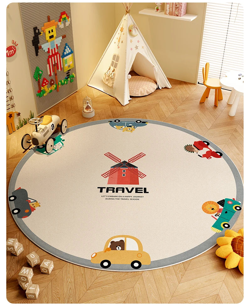 Children's Room Living Room Bedroom Bedside Carpet Round Room Maintenance Free Carpets Sound Insulation Anti Slip Cartoon Rug