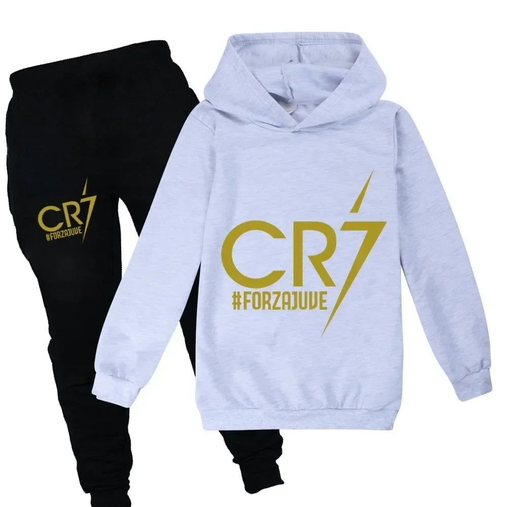 Kid Clothes Hooded Hoodie +Pants Suit Boy 3-12 Years Spring Autumn Sweatshirt Football CR7 Tracksuit Children Holiday Sportsuit