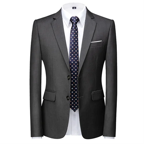 New Men Pure Color Formal Business Social Office Suit Slim Fit Jacket Male Wedding Dance Party Tuxedo Dress Simple Blazers Homme