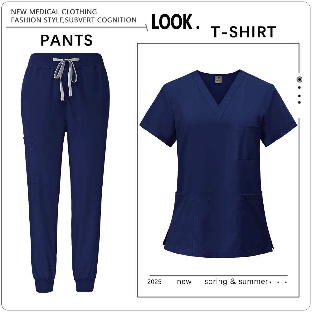 Hot Sale Clinic Workwear Unisex Medical Nurse Scrub Sy Salon Costume Doctor Nursing Top Pants