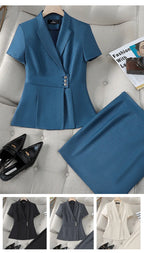 Summer Fabric Professional Women Business Suit with Pants and Jackets Coat Pantsuits Blazers Ladies Work Wear Trousers Set