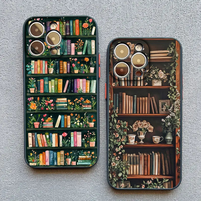 Bookshelf Small Flower Pot Mobile Phone Case For iPhone 16 15 11 12 14 13 Pro Max Mini X XSMax XR 7 8 Plus SE4 16e Silica Covers