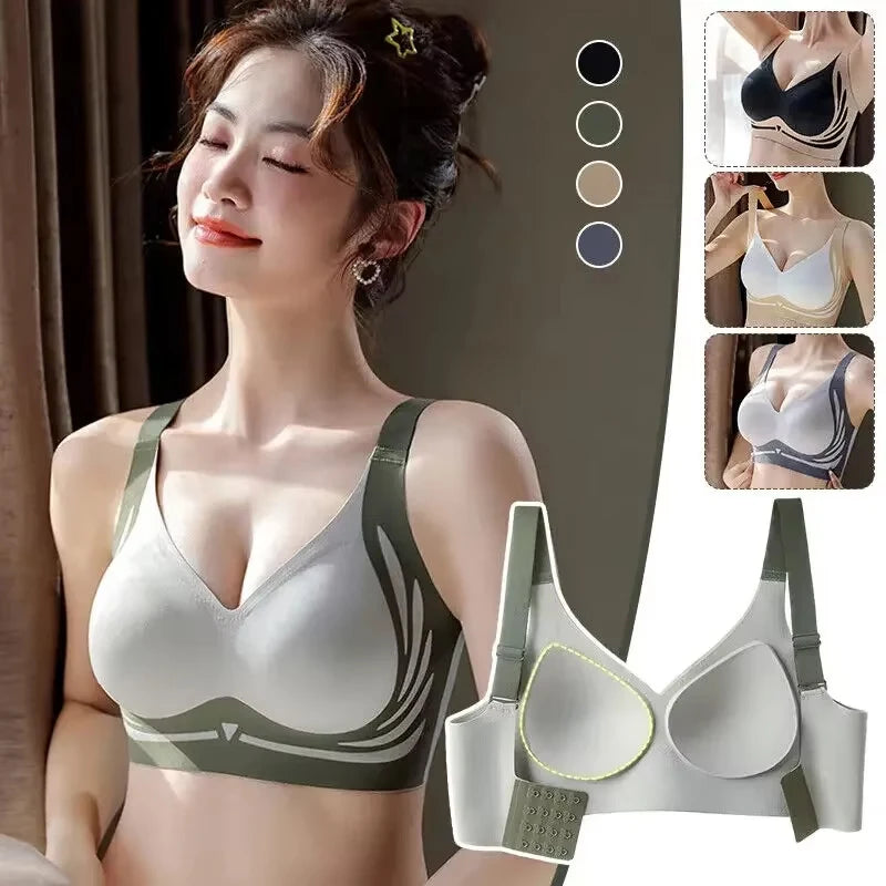 Plus Size Super Gather Push Up Bras Women Soft Support Seamless Underwear Female Full Cup Lift-Up Bras Wireless Soft Sleepwear