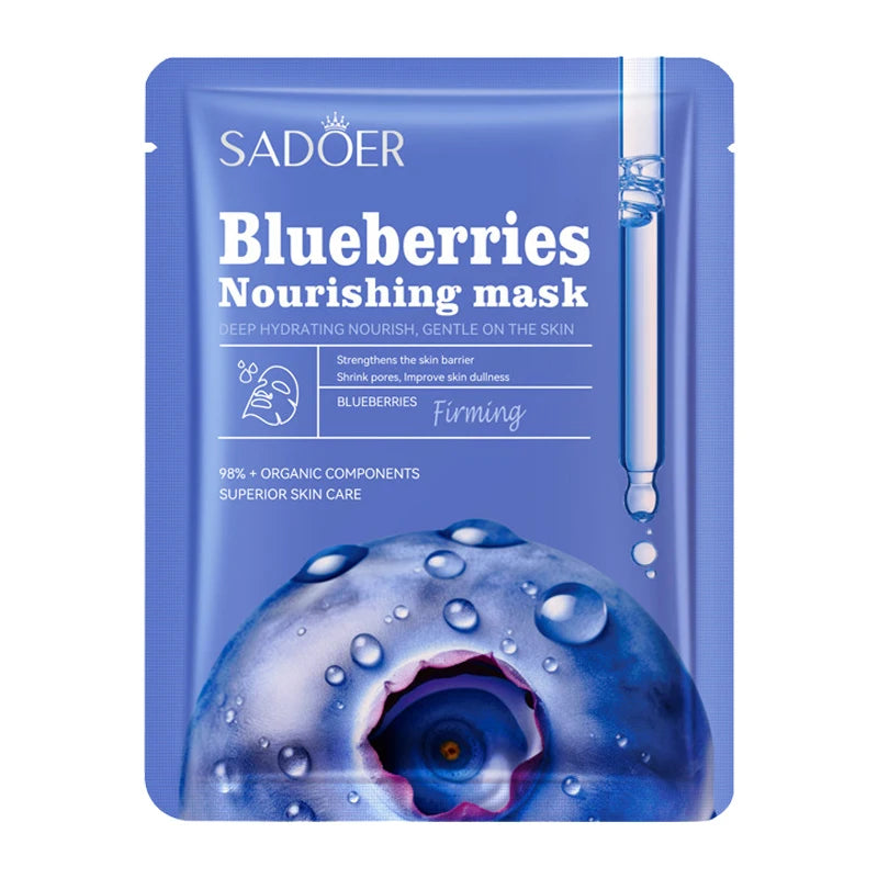 10pcs SADOER Fruit Floral Fragrance Face Mask Moisturizing Anti Wrinkle Hydrating Chamomile Blueberry Facial Masks Skin Care