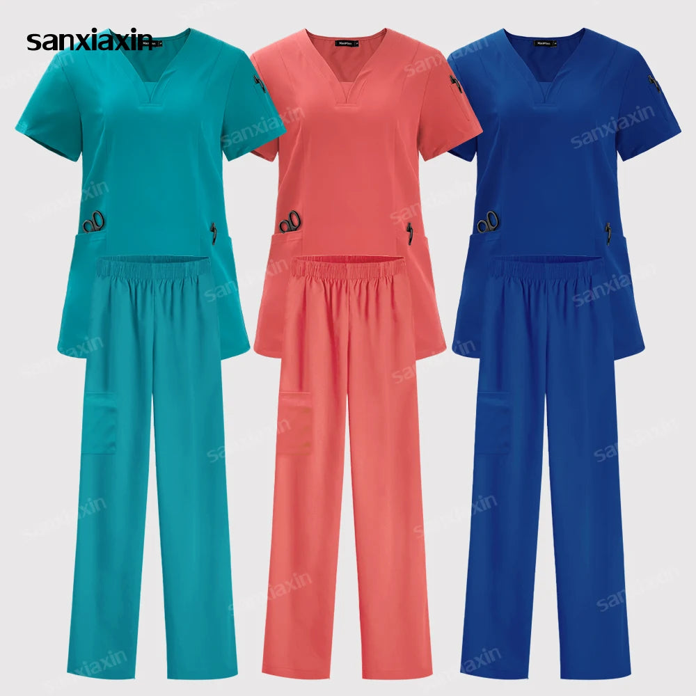 Hot sale nursing articles Women Scrubs Set Nurse Accessories Medical Uniform Soft Comfort Clinical Workwear Operating Work Suits