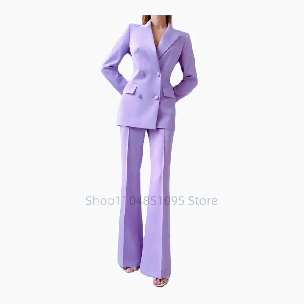 Pant Suits Outfit Womens Matching Sets Pants Elegant High Quality Double Breasted Blazer Suit Set Fashion 2 Pieces For Women