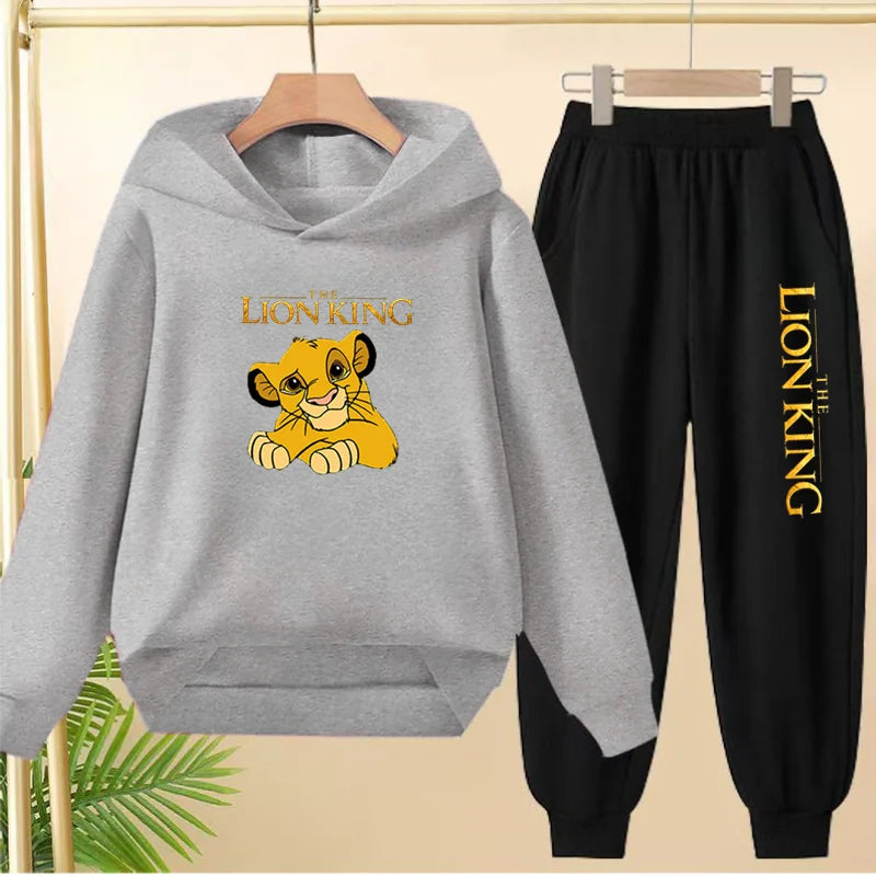 Kids Hoodie Girls Boys Clothing Lion Simba Hoodies Autumn Winter Top+Pants Aged 3 to 14 Children's Suit Tracksuit Sportwear Sets