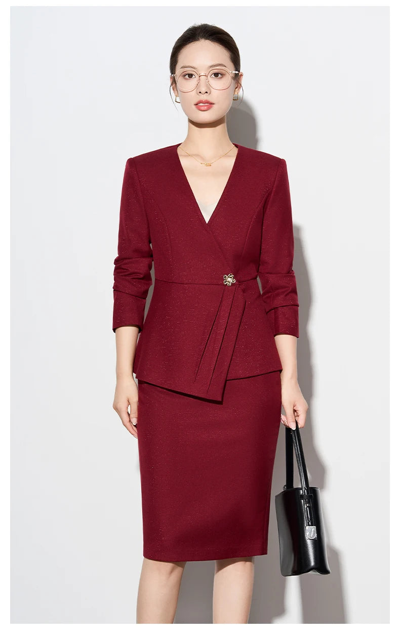 ZJYT Autumn 2025 Women Blazer Skirt Suit 2 Pieces Matching Sets Korean Fashion Office Lady Outfit Business Commuter Work Wear
