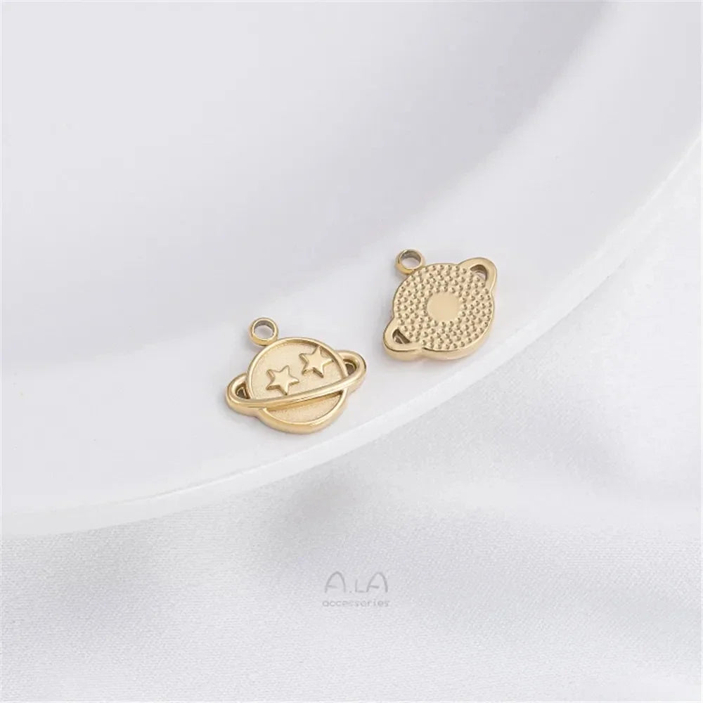 Titanium Steel Vacuum Plated 14K Real Gold Stars Moon Sun Circular Plate Charms Pendant DIY Jewelry Pendant