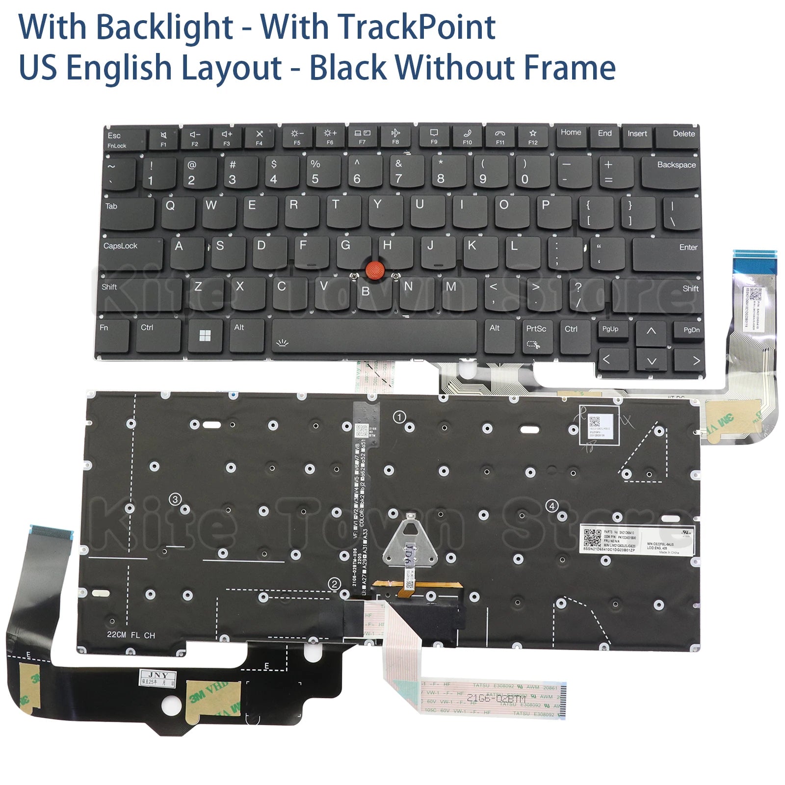 New US Layout Laptop Keyboard for Lenovo Thinkpad T14s Gen3 T14s Gen4 E14 Gen5 Backlit Black Without Frame With TrackPoint