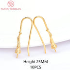 (1941) 20MM 24K Gold Color Plated Carved Earring Hook Jewerly Making Diy Jewelry Findings Accessories