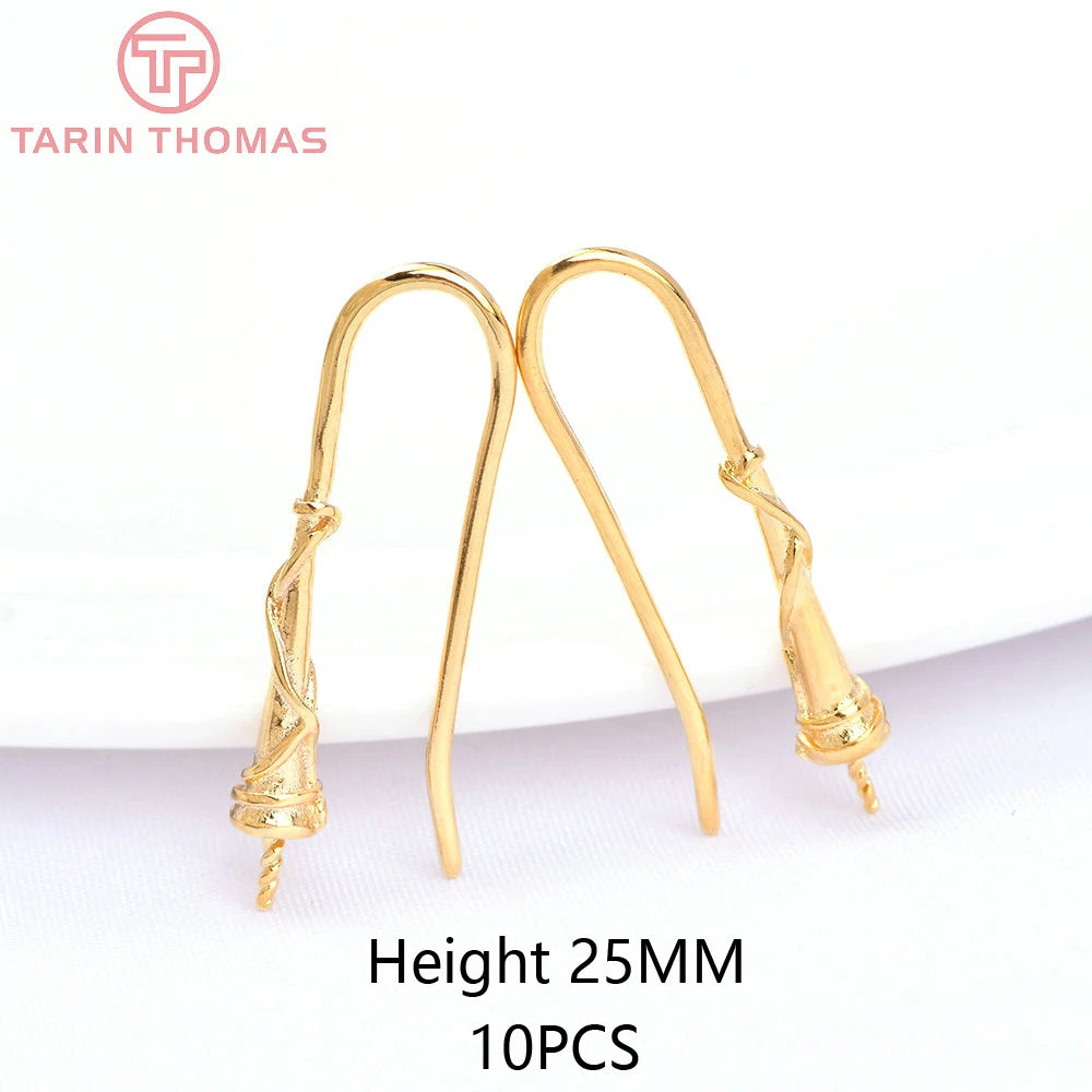 (1941) 20MM 24K Gold Color Plated Carved Earring Hook Jewerly Making Diy Jewelry Findings Accessories