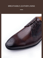 Luxury Mens Leather Shoes Fashions Genuine Leather Elegant Dress Derby Formal Shoe Casual Business Party Leather Shoes Coffee