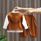 Baby Boy Autumn Clothes Kids Outfit Set New Children's Fashion Vest+T-shirt+Pants Casual Three Piece Set 80-140cm