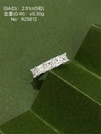 14K real gold laboratory grown diamond princess-shaped 5-stone row ring platinum engagement diamond ring fine jewelry