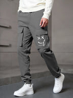 Boys' overalls, casual trousers, multi-pocket joint style, contrast color style, machine washable 7-14 years old, large size, sm