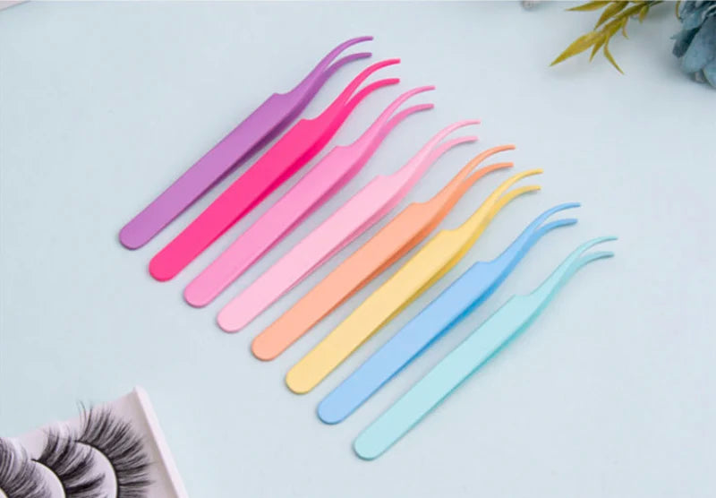 1Pc Lash Tweezers Eyelash Extensions Makeup Tools Stainless Steel Eyebrow Eyelash Tweezers Professional Lash Applicator Tool