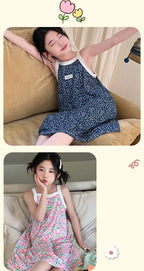 Girls Dress for Teens 11 12 to 13 Years Blue Floral Dress Summer Kids Clothes Casual Sleeveless Children's Dresses 140 150 160cm