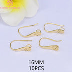 (1941) 20MM 24K Gold Color Plated Carved Earring Hook Jewerly Making Diy Jewelry Findings Accessories