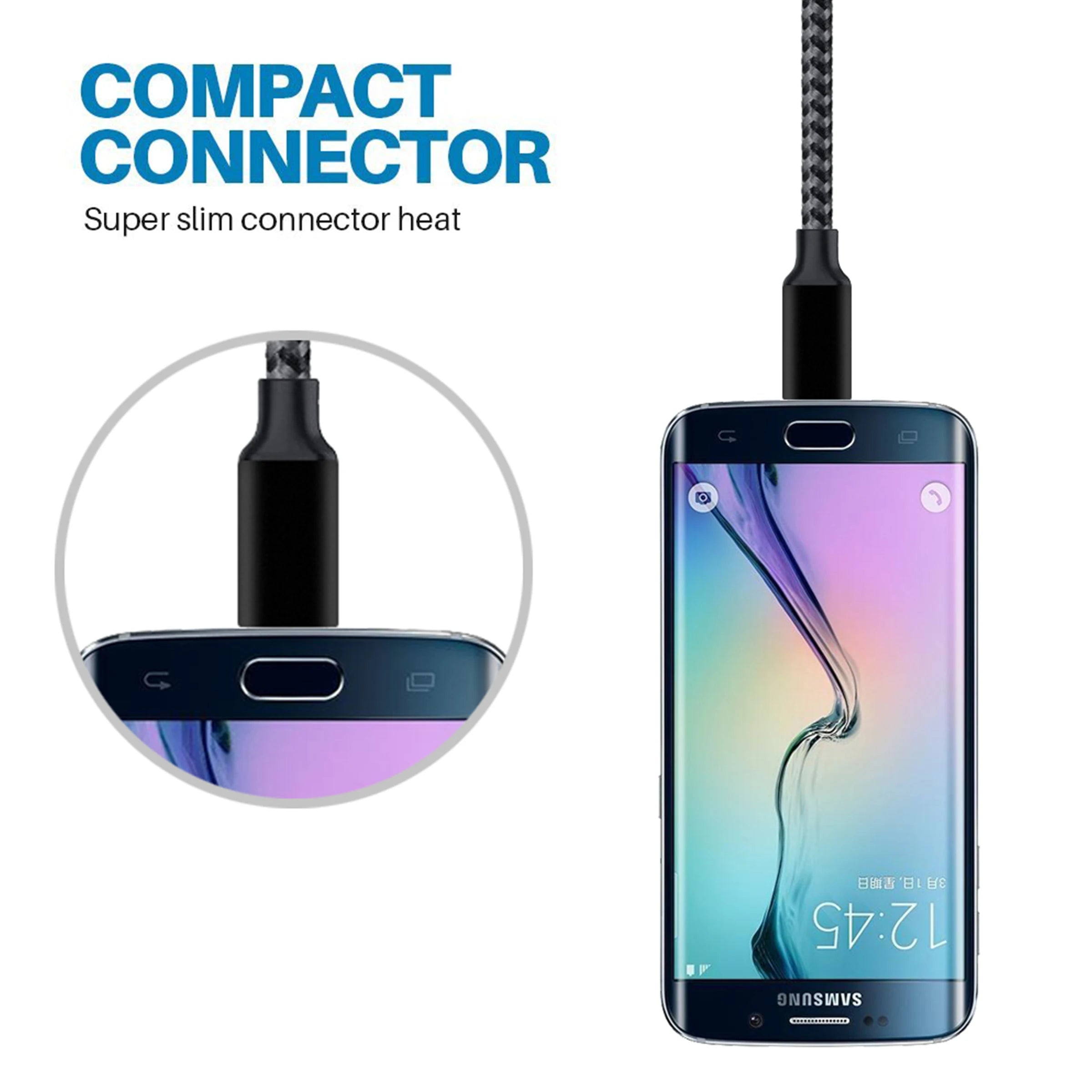 Android Data Cable Fast Charging Cable for Older Phones with Trapezoidal Port Charger Cable Dual-Engine Micro USB Suitable for Huawei Xiaomi Vivo Meizu Honor Oppo Android Car Fast Charging Cable 1m