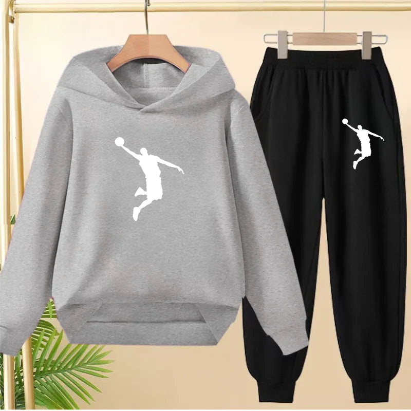 Children's Sportswear,playing Clothes, Hooded Sweatshirts and Long Pants Are Suitable for Boys and Girls Aged3to13.Charming Sets