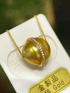 Customized 14K/18K Read Gold Set South Sea Golden Baroque Pearl Jewelry Bespoke Genuine Diamond One Of A Kind High Fine Jewelry