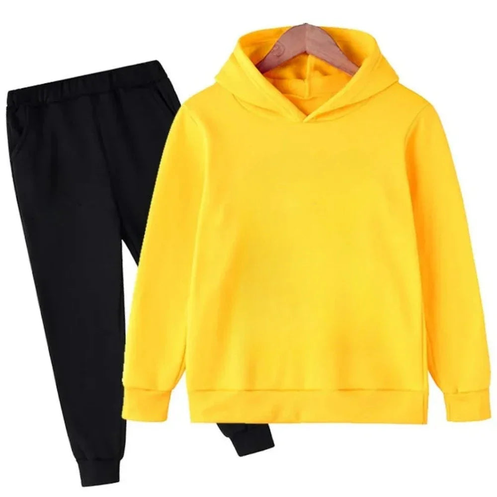 Autumn and Winter Children's Fashion Sports Hoodie+Pants Set for Boys and Girls Aged 4-14, Casual and Comfortable 2-piece Set