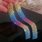Fashion Geometric Square Crystal Earrings Ladies Exaggerated Long Earrings Wedding Jewelry Rhinestone Tassels Earrings for Women