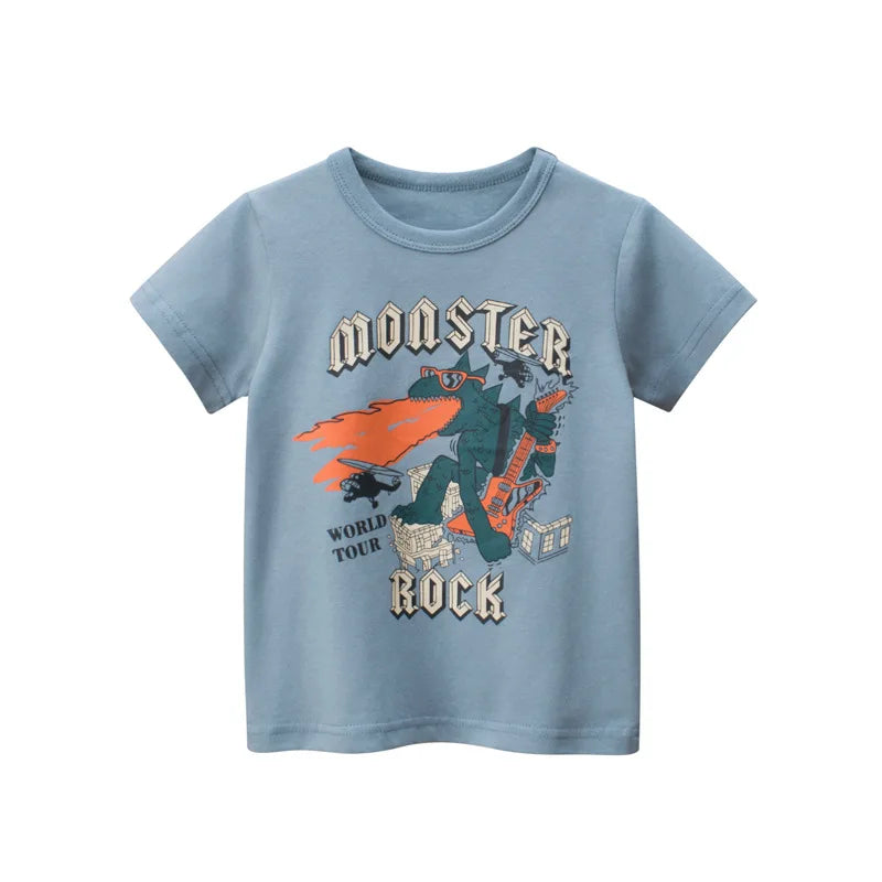 2-8T Toddler Kid Baby Boys Clothes Summer Cotton Top Infant Short Sleeve T Shirt Fashion Cute Tee Boys Tshrit Outfits