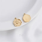 Titanium Steel Vacuum Plated 14K Real Gold Stars Moon Sun Circular Plate Charms Pendant DIY Jewelry Pendant