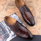 Luxury Mens Leather Shoes Fashions Genuine Leather Elegant Dress Derby Formal Shoe Casual Business Party Leather Shoes Coffee