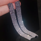 Fashion Geometric Square Crystal Earrings Ladies Exaggerated Long Earrings Wedding Jewelry Rhinestone Tassels Earrings for Women