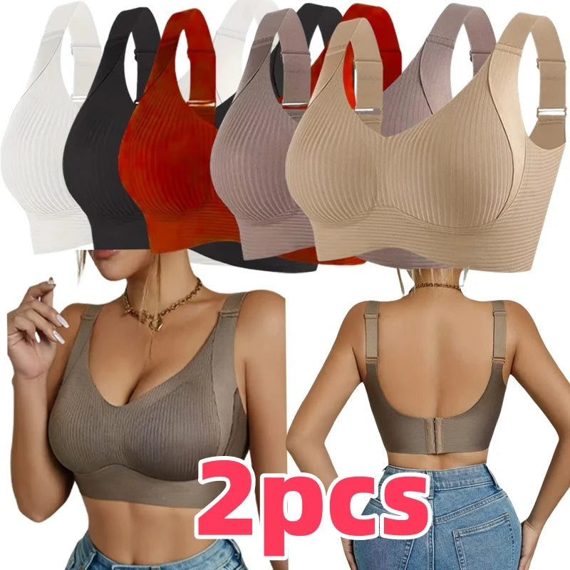 2PCS Large Size Minimizer Bras for Women Lift Support Wire-Free Seamless Comfort Make Large Bust Look Smaller & Anti-Sagging