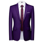 New Men Pure Color Formal Business Social Office Suit Slim Fit Jacket Male Wedding Dance Party Tuxedo Dress Simple Blazers Homme