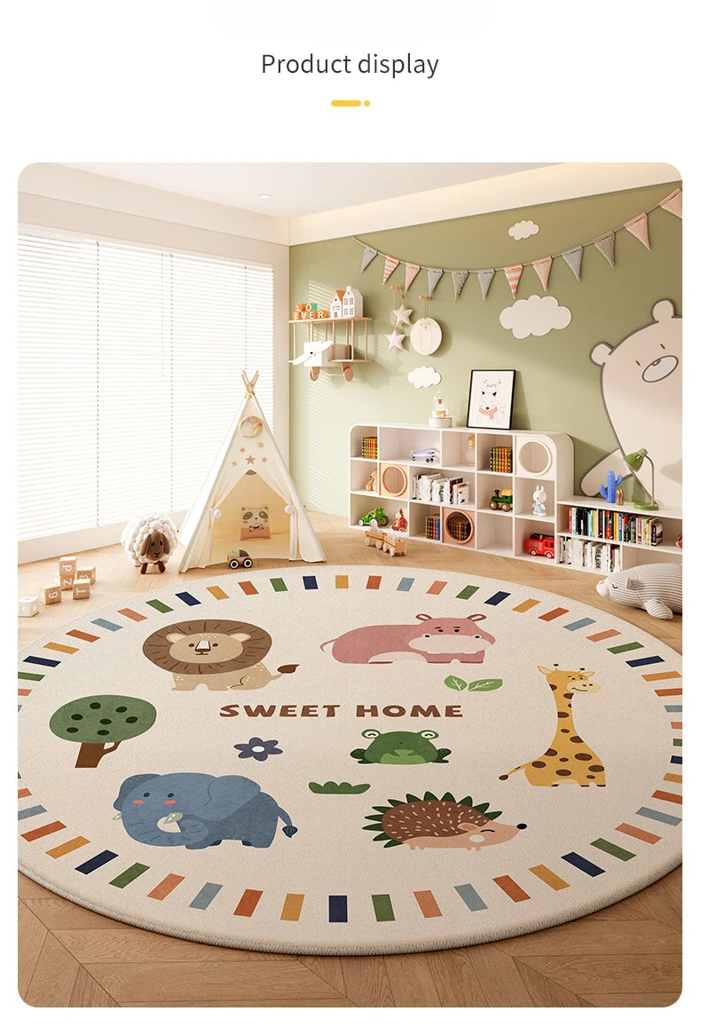 Children's Room Living Room Bedroom Bedside Carpet Round Room Maintenance Free Carpets Sound Insulation Anti Slip Cartoon Rug