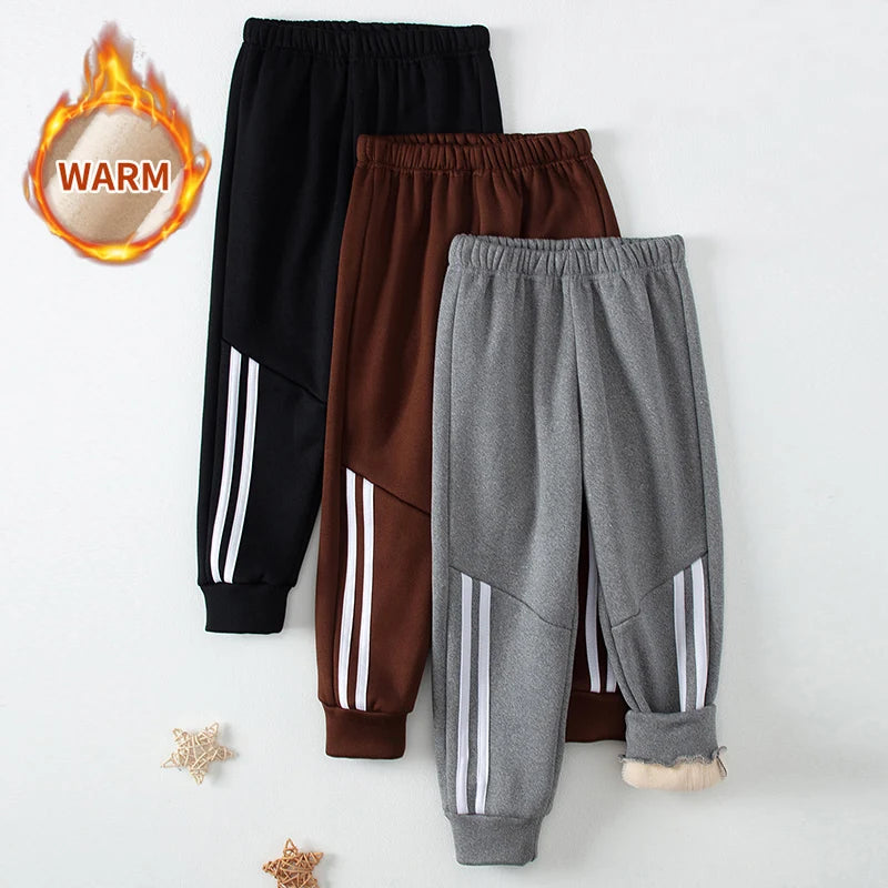 1/3 Piece Set Autumn And Winter Children's Mmulti-color Sports Thick Sweatpants For Boys And Girls With Plush Warm Casual Pants