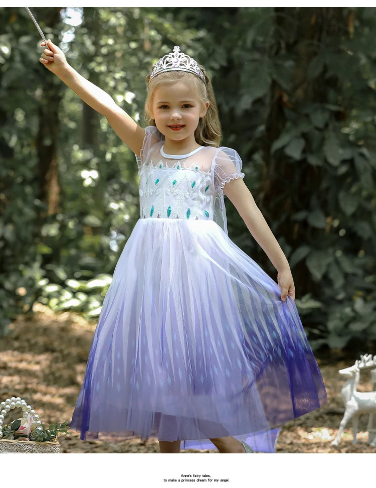 Elsa Dress Kids Girl Formal Princess Long Dress Summer Halloween Party Costumes Children's Frozen 2 Clothes for 3-12 Years Old