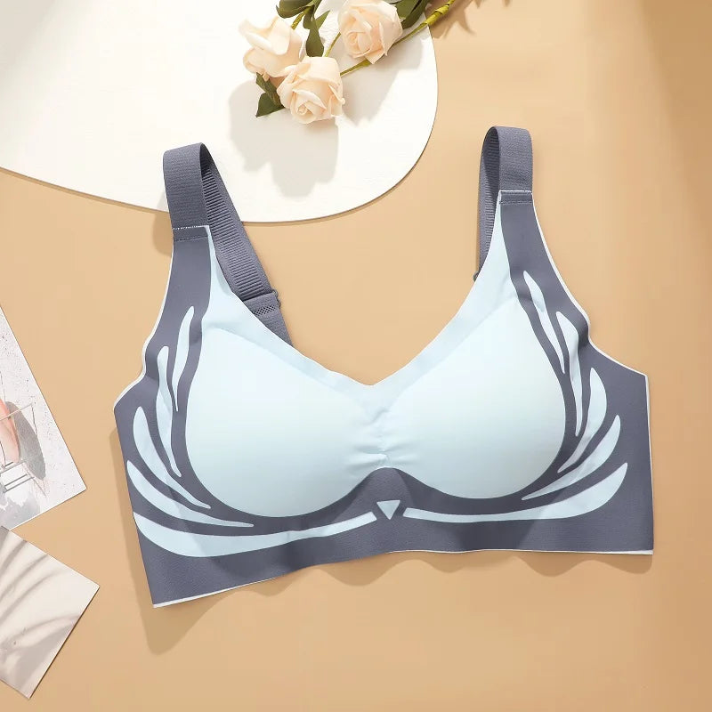 Plus Size Super Gather Push Up Bras Women Soft Support Seamless Underwear Female Full Cup Lift-Up Bras Wireless Soft Sleepwear
