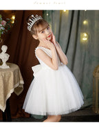 2-10 Years Girls Princess Dress Summer Tulle Big Bow Girls Wedding Dress Piano Performance Costume Host Costume New Kids Clothes